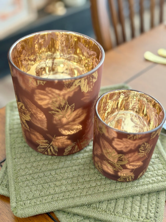 Glass Leaf Candle Holder