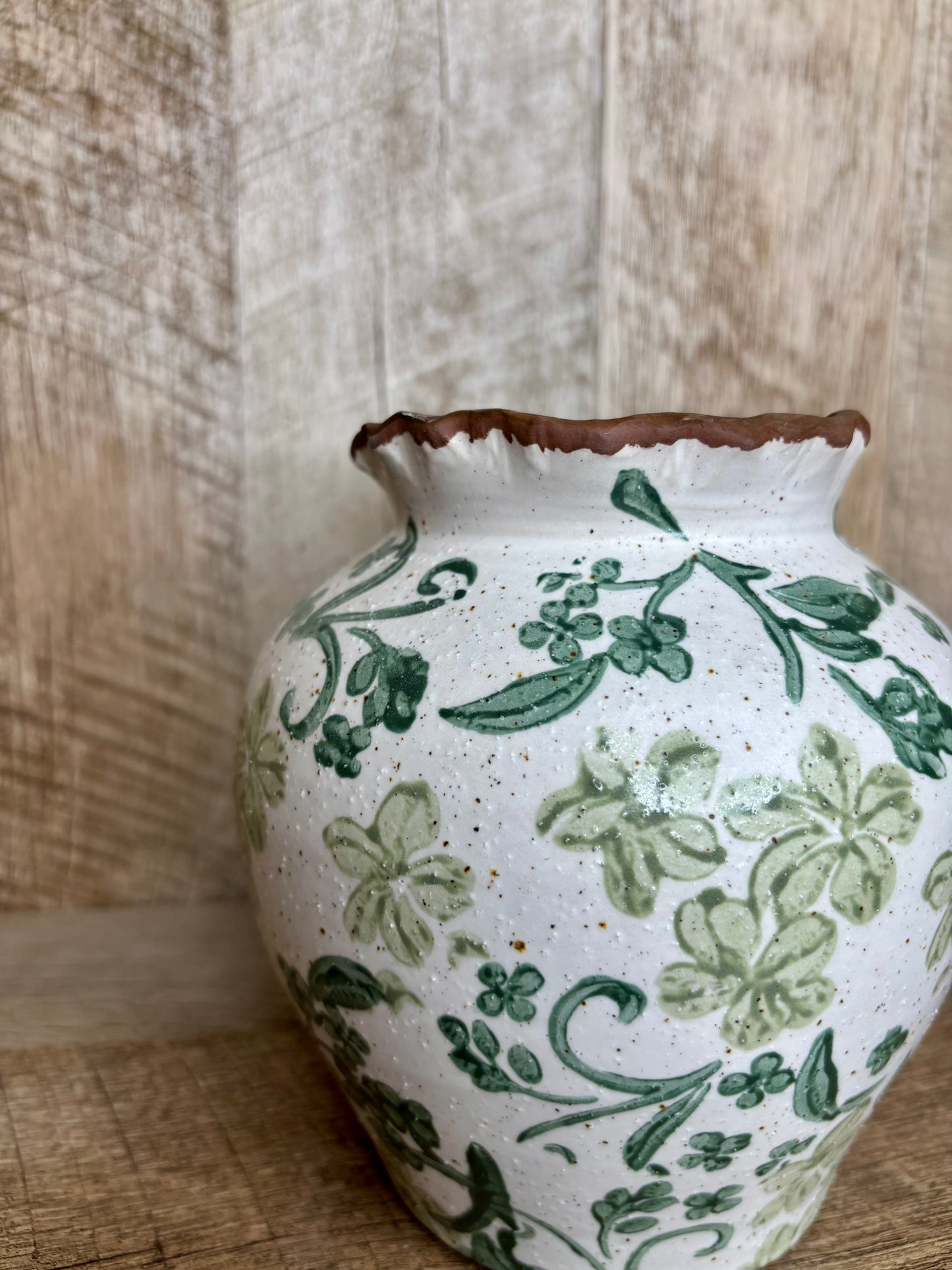 GREEN FLORAL VASE