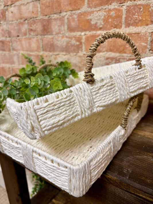 White Woven Tray