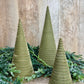 S/3 SAGE VELVET CONE TREES