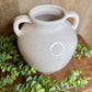 WIDE WHITE HANDLE VASE