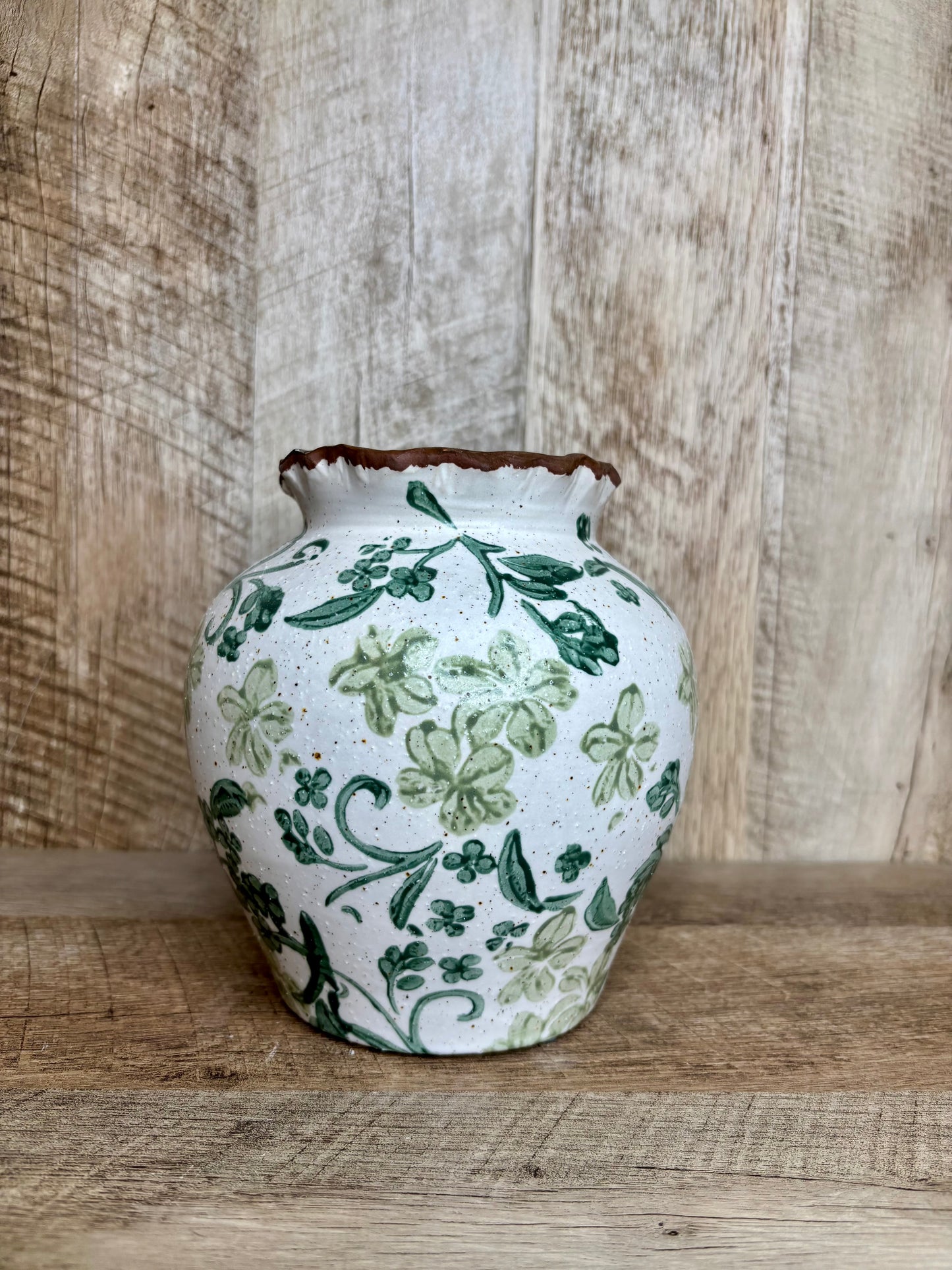 GREEN FLORAL VASE