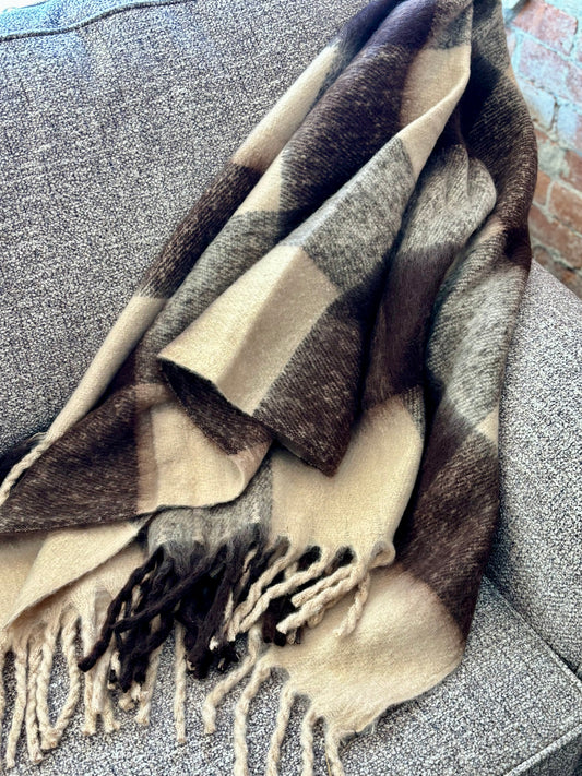 Brown Check Throw