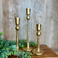 S/3 GOLD IRON BALL CANDLE STANDS