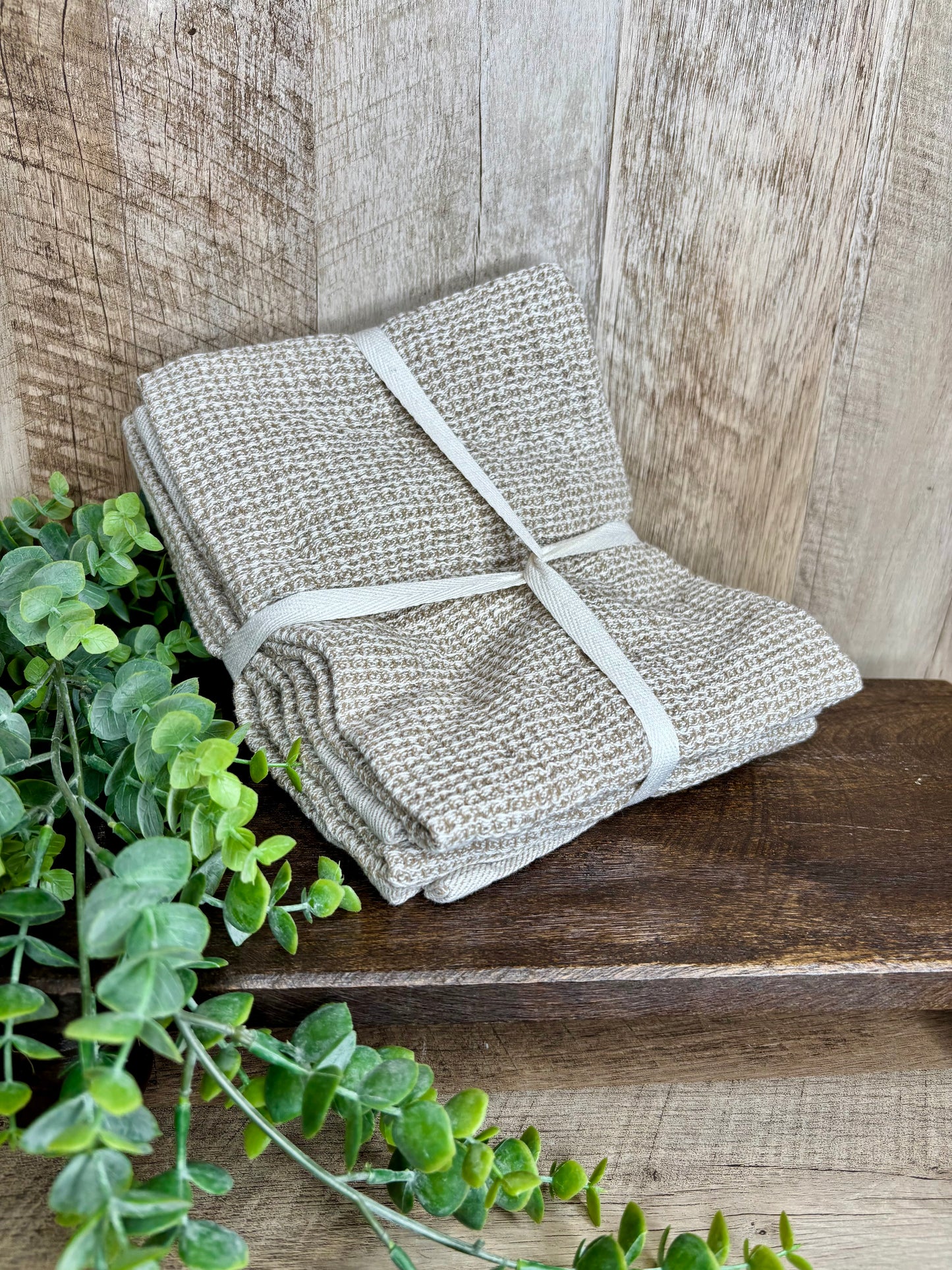 BEIGE WAFFLE TOWELS