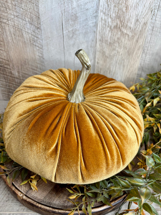 10" Pale Orange Velvet Pumpkin