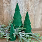 S/3 GREEN VELVET FLOCKED TREES