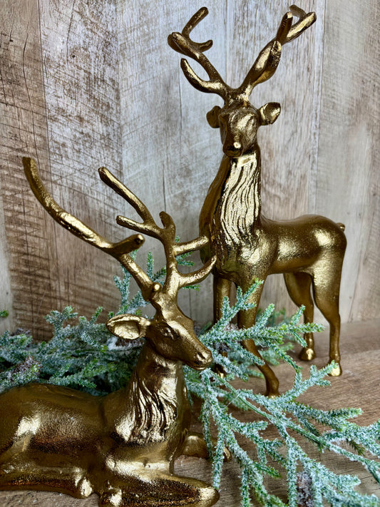 8.5" GOLD LAYING REINDEER