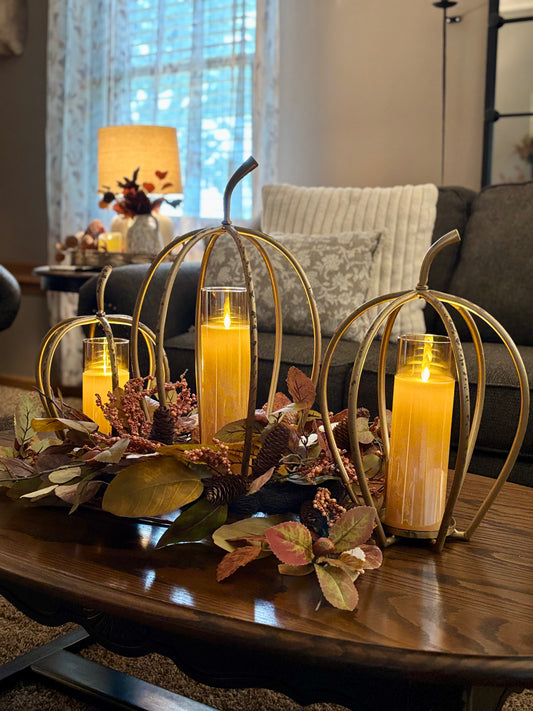 S/3 Distressed Golden Pumpkin