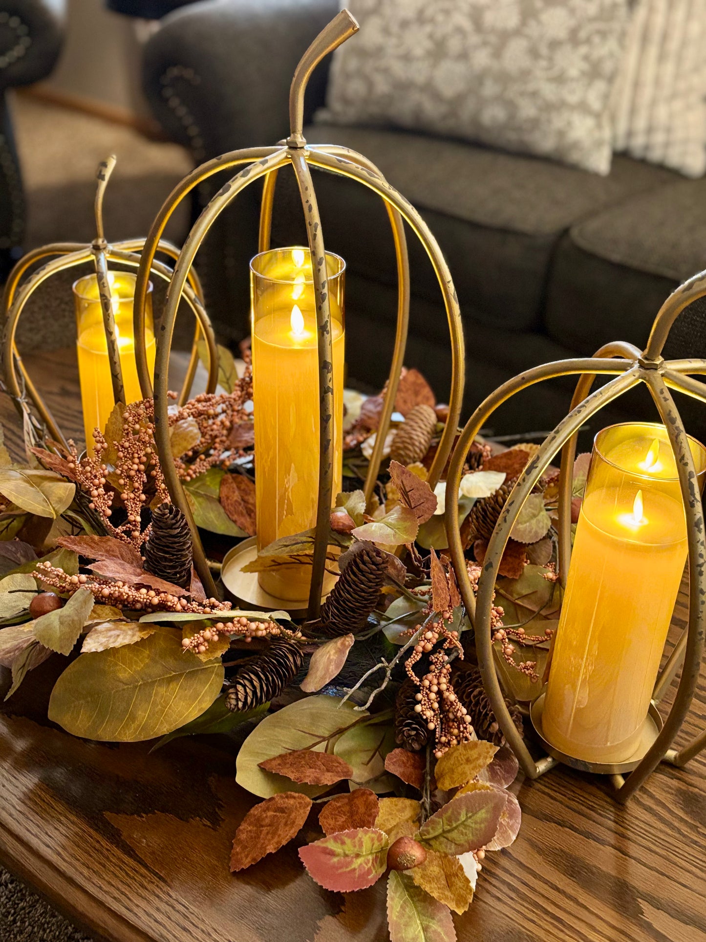 S/3 Distressed Golden Pumpkin