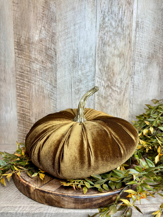 10" Golden Brown Velvet Pumpkin