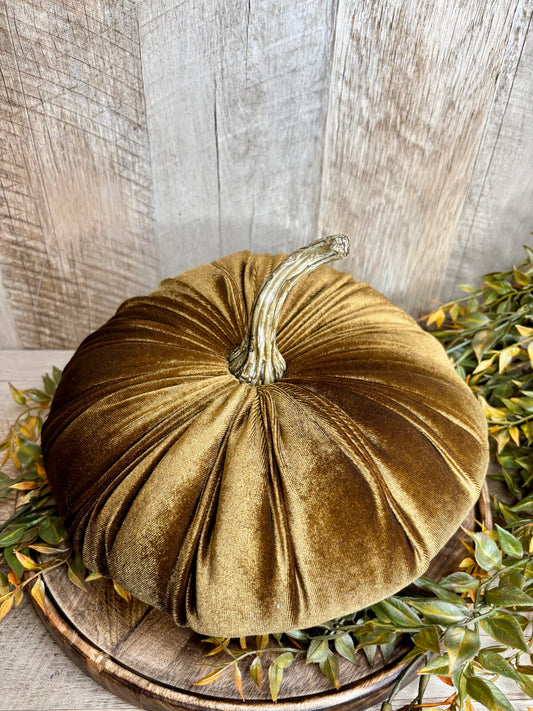 10" Golden Brown Velvet Pumpkin