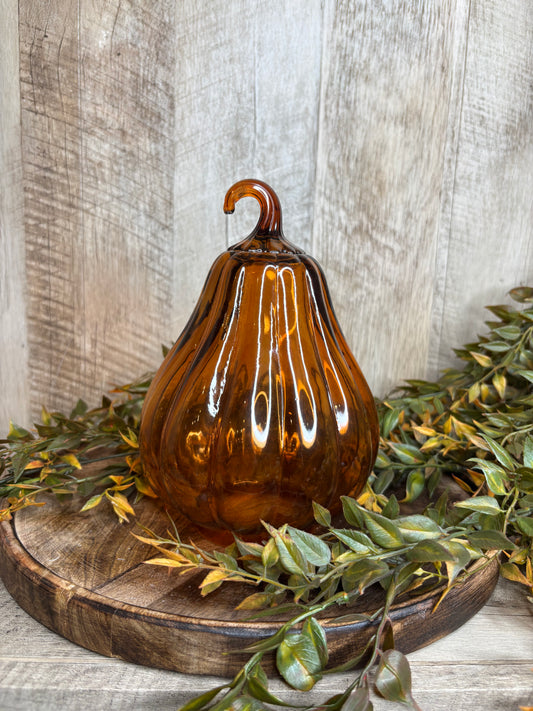 7.5" ORANGE GLASS GOURD CLOCHE