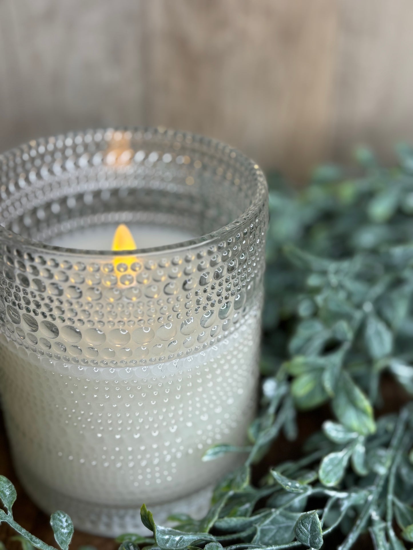 LED BEADED GLASS CANDLE