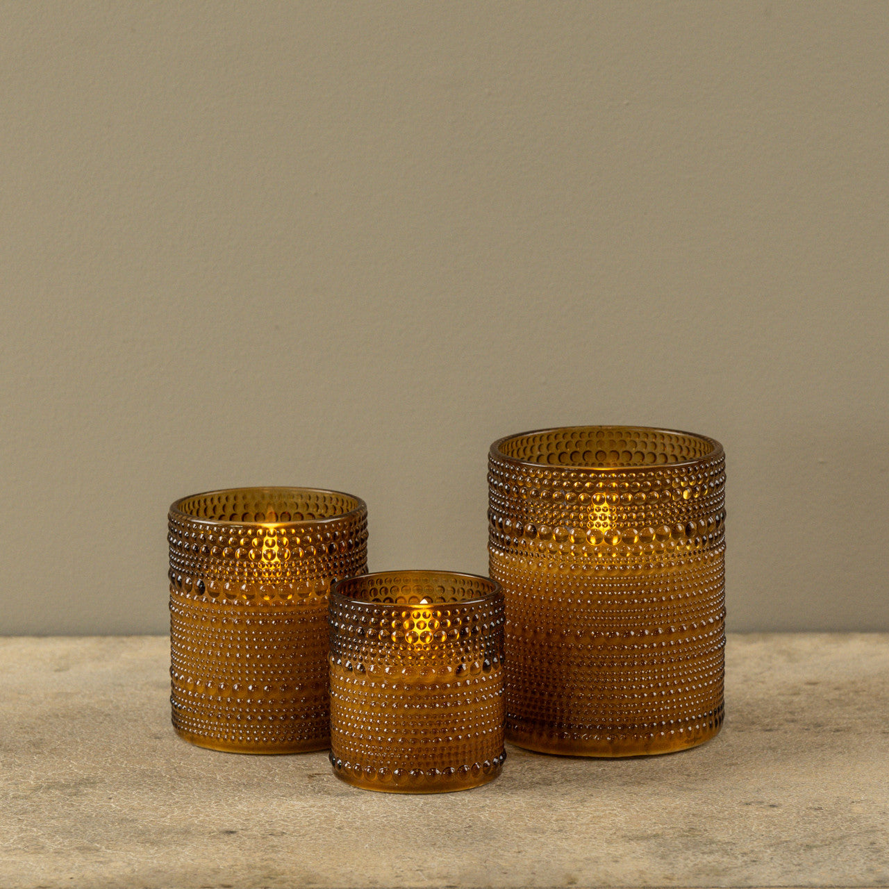Amber Dotted Glass Candle