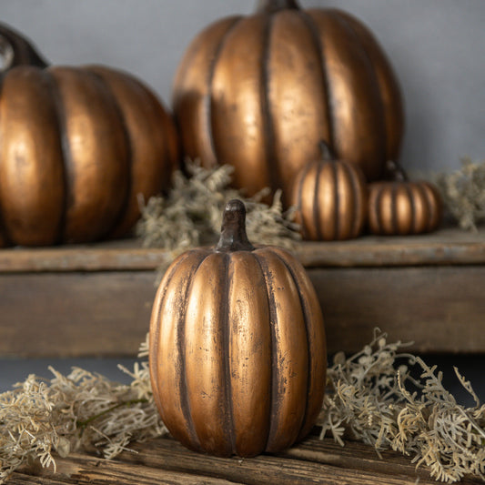 7.5" Gold Tall Pumpkin