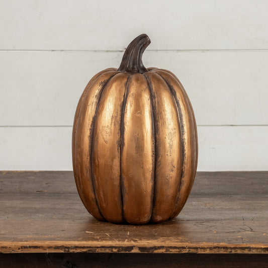 14" Gold Tall Pumpkin