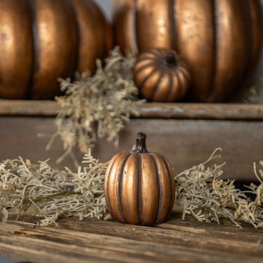 4" Gold Tall Pumpkin