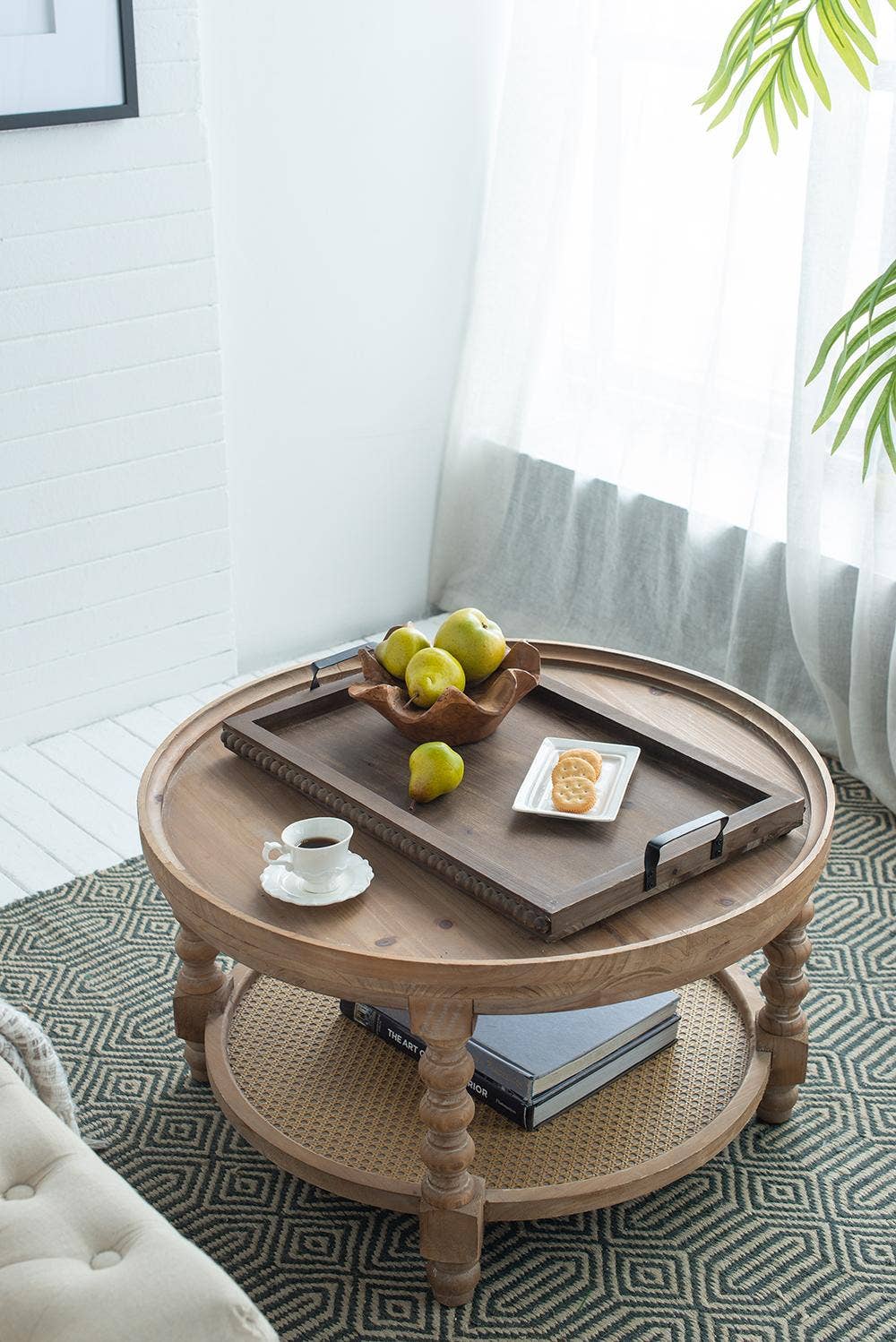 Rustic Beaded Wood Tray