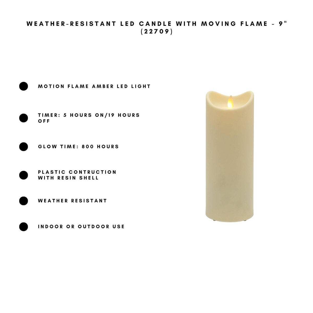 Weather Resistant Candle with Moving Flame