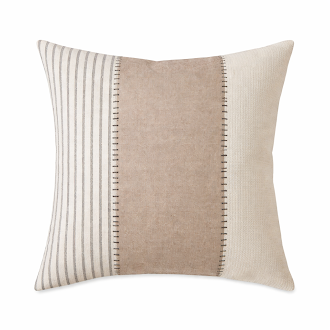 Beige Striped and Colorblock 18" Throw Pillow