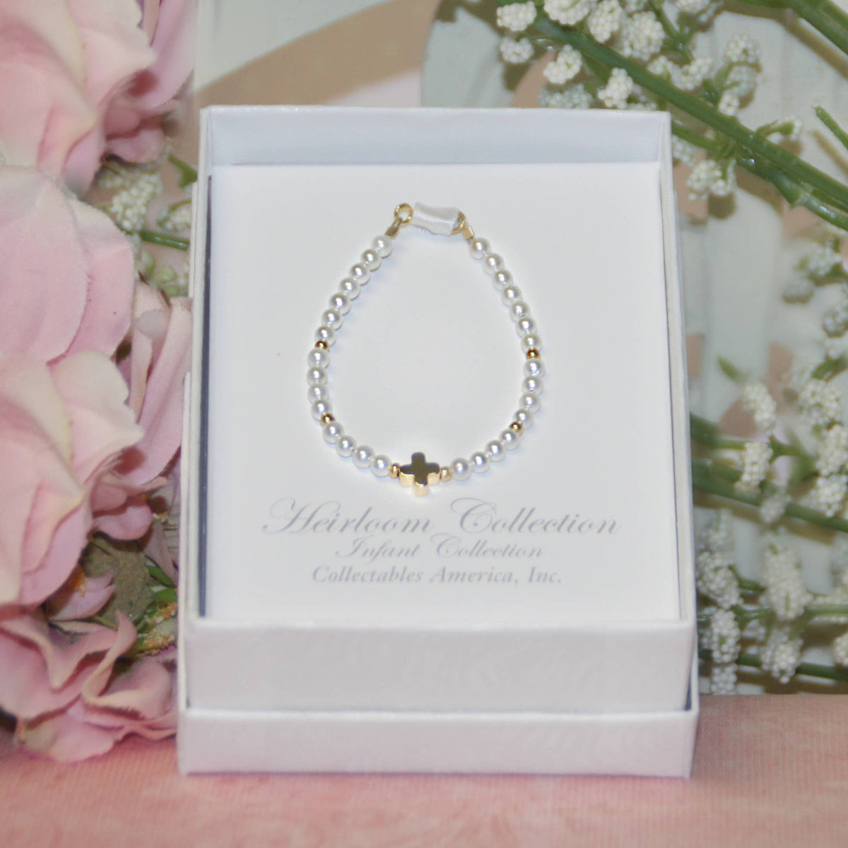 Infant cross Pearl Bracelet