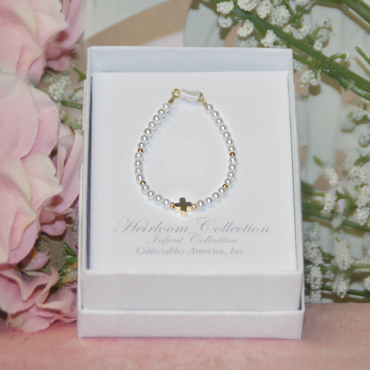 Infant cross Pearl Bracelet