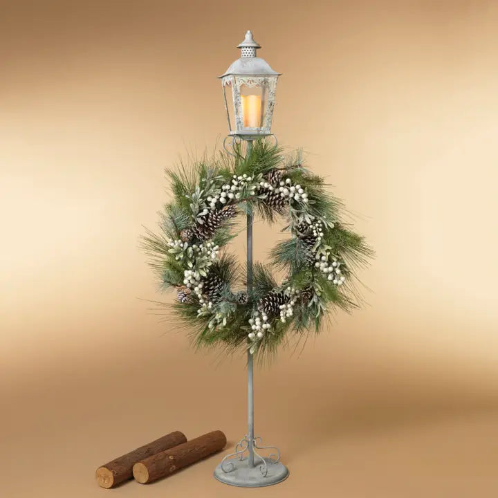 Metal Antique Lantern Wreath Stand