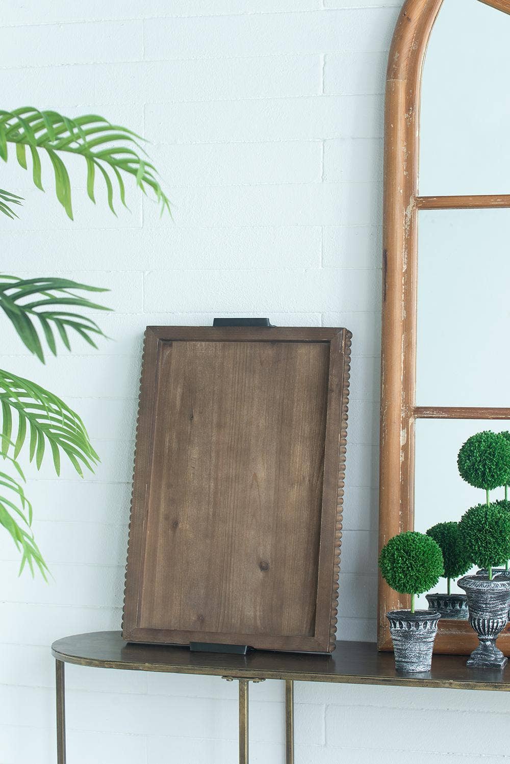 Rustic Beaded Wood Tray