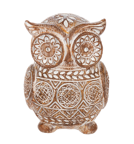 Carved Geo Pattern Owl