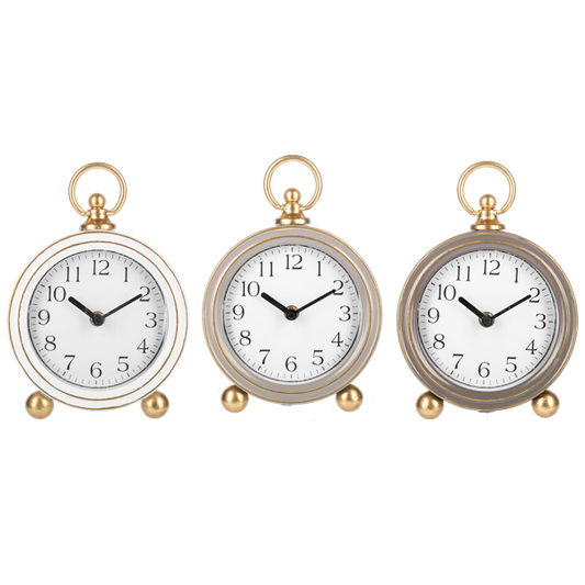 Round Desk Clock with Gold Accent