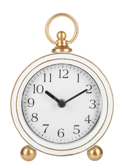 Round Desk Clock with Gold Accent
