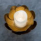Gold Leaf Metal Candleholder with Battery Operated Candle