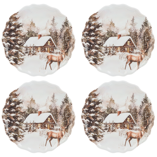 Winter Stag & Cabin Plate