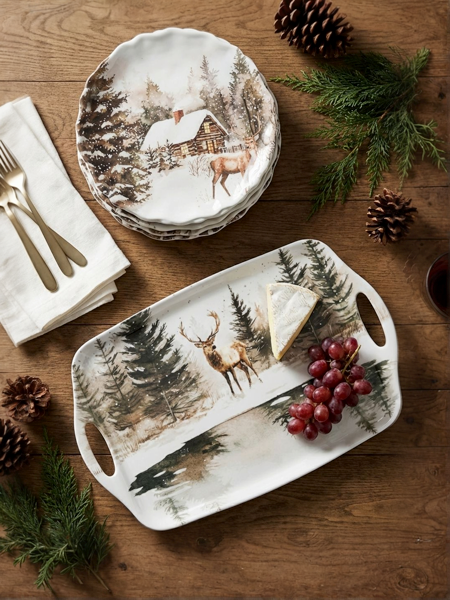 Winter Stag & Cabin Plate
