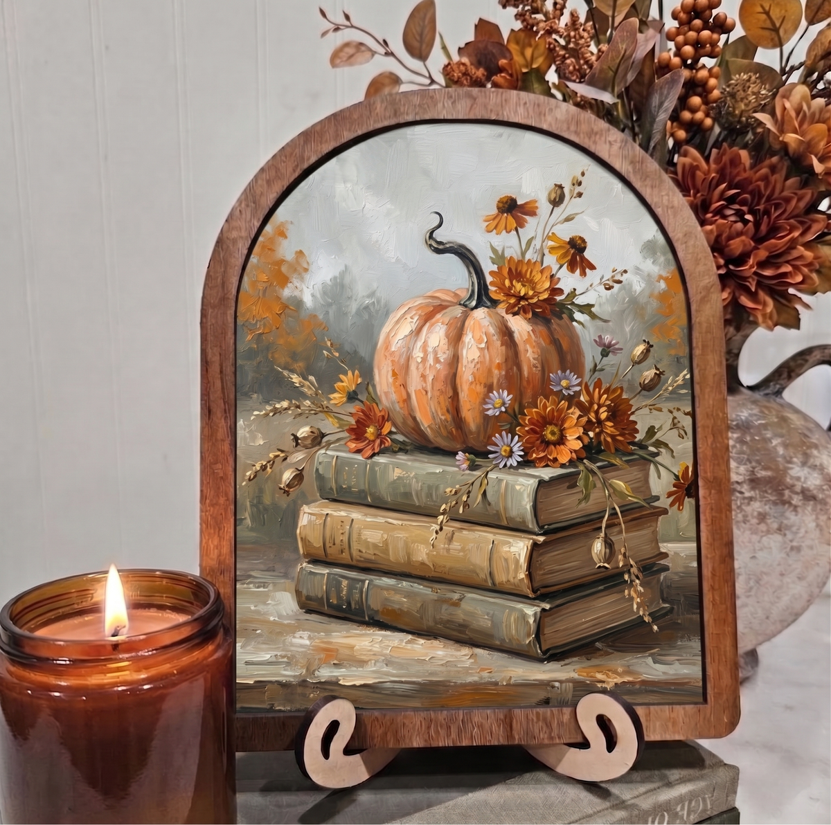 Fall Book Trio with Pumpkin