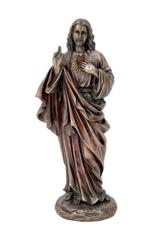 Sacred Heart of Jesus Statue in Cold Cast Bronze 8"