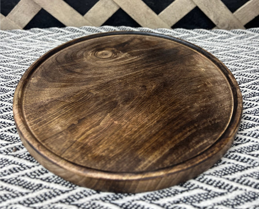 Dark Wood Round Plate