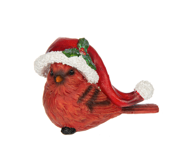 Cardinal with Santa Hat