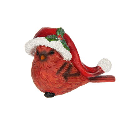 Cardinal with Santa Hat