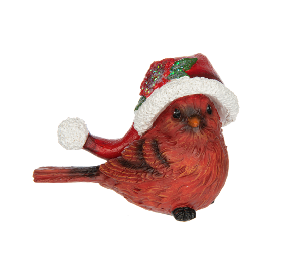 Cardinal with Santa Hat