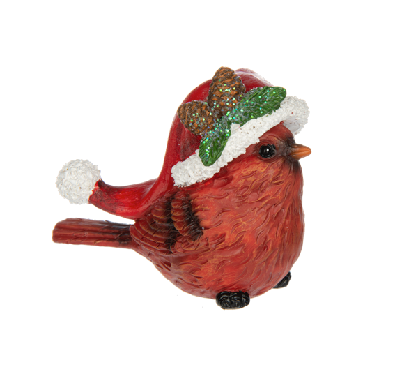 Cardinal with Santa Hat