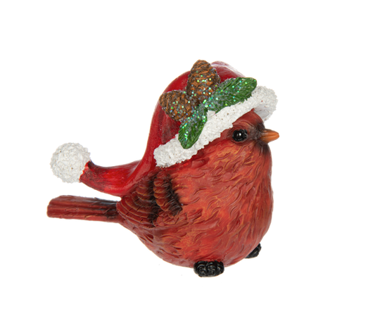 Cardinal with Santa Hat