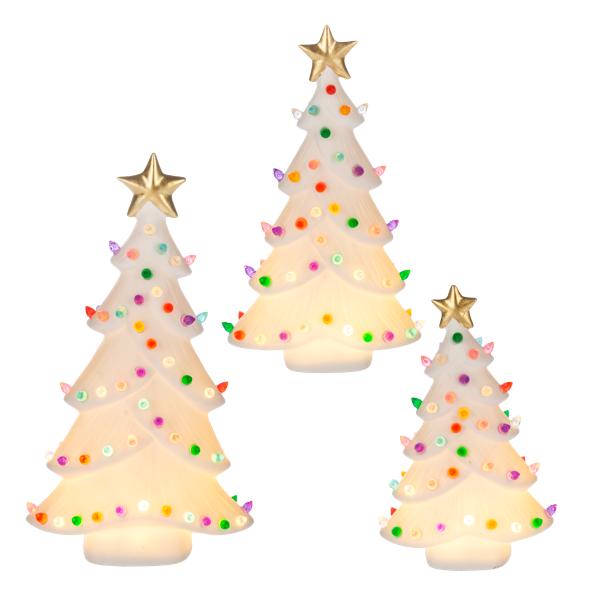 Light Up White Tree Set of 3