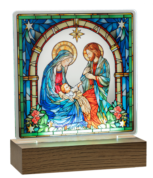 Light Up Stain Glass Holy Family